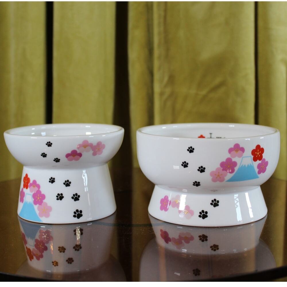 Ceramic Cat water and food bowls